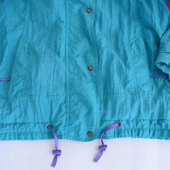 Vintage  Teal and Purple Zip Up Windbreaker Jacket Size Large - Picture 8 of 15